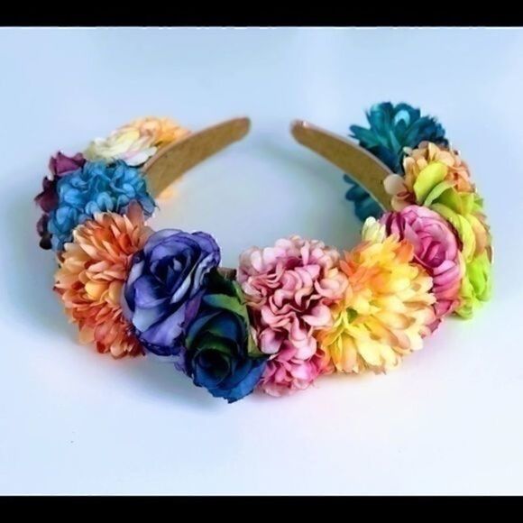 Stunning Handmade Colorful Flower Crown - Picture 7 of 8